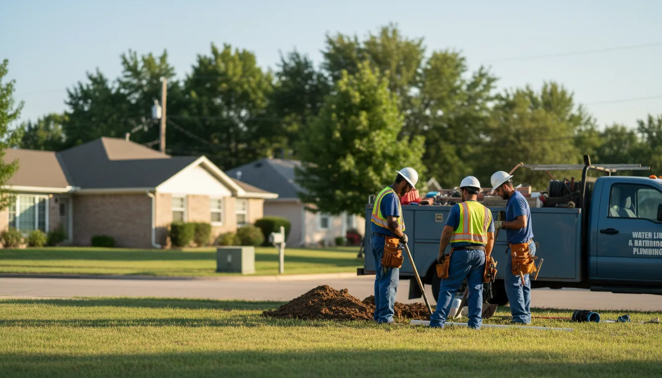 Residential water line and bathroom plumbing service in Welling, OK